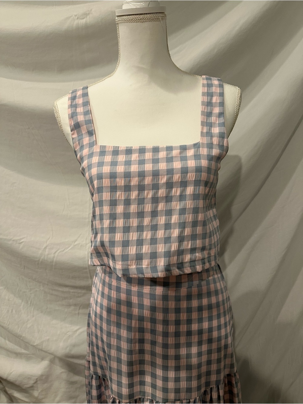 Buddy Love Pink and Gray Gingham Maxi Skirt Set - Picture 4 of 9